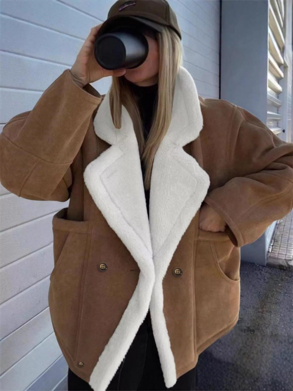 Plush Lined Dropped Shoulder Outerwear