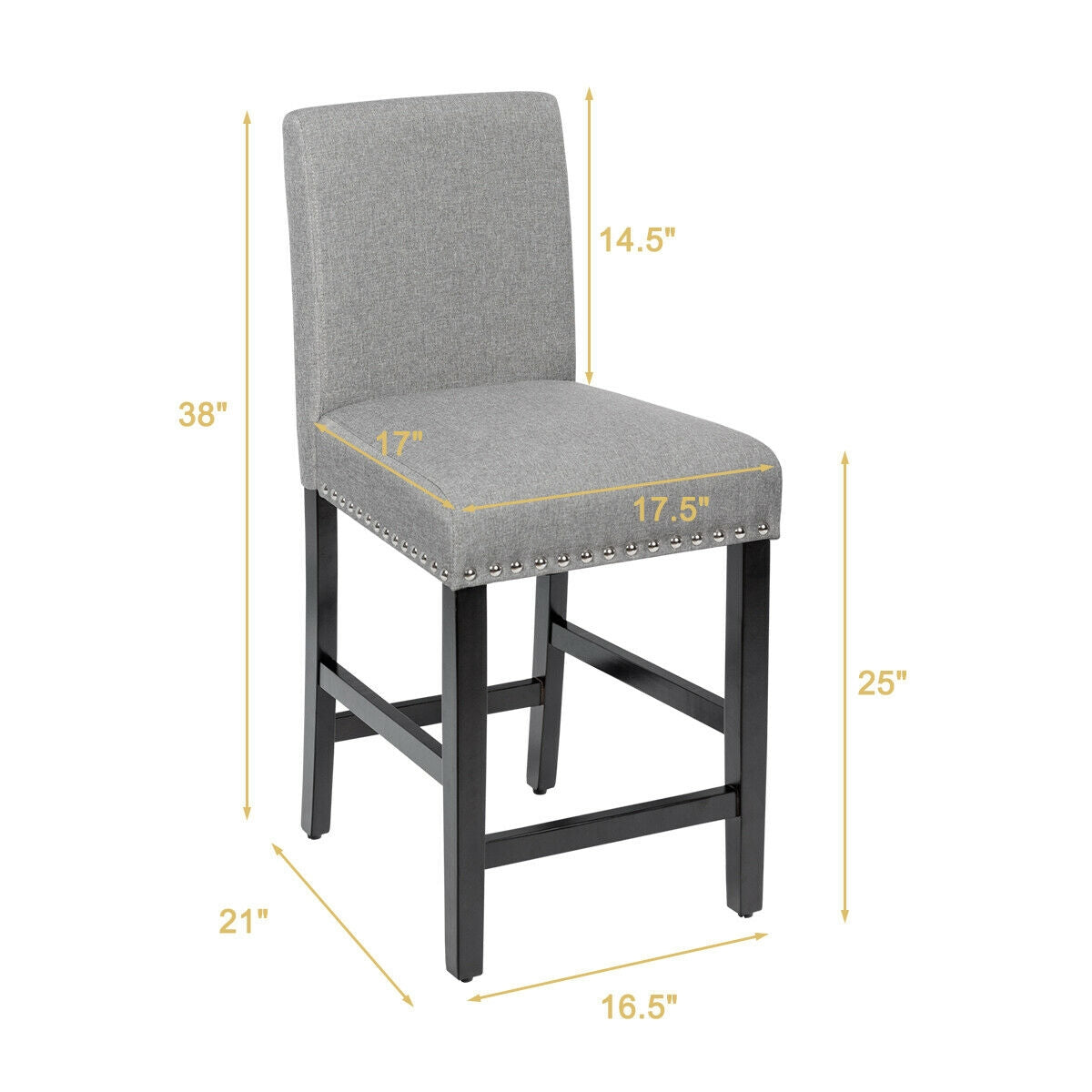 25 Inch Kitchen Chairs w/ Rubber Wood Legs