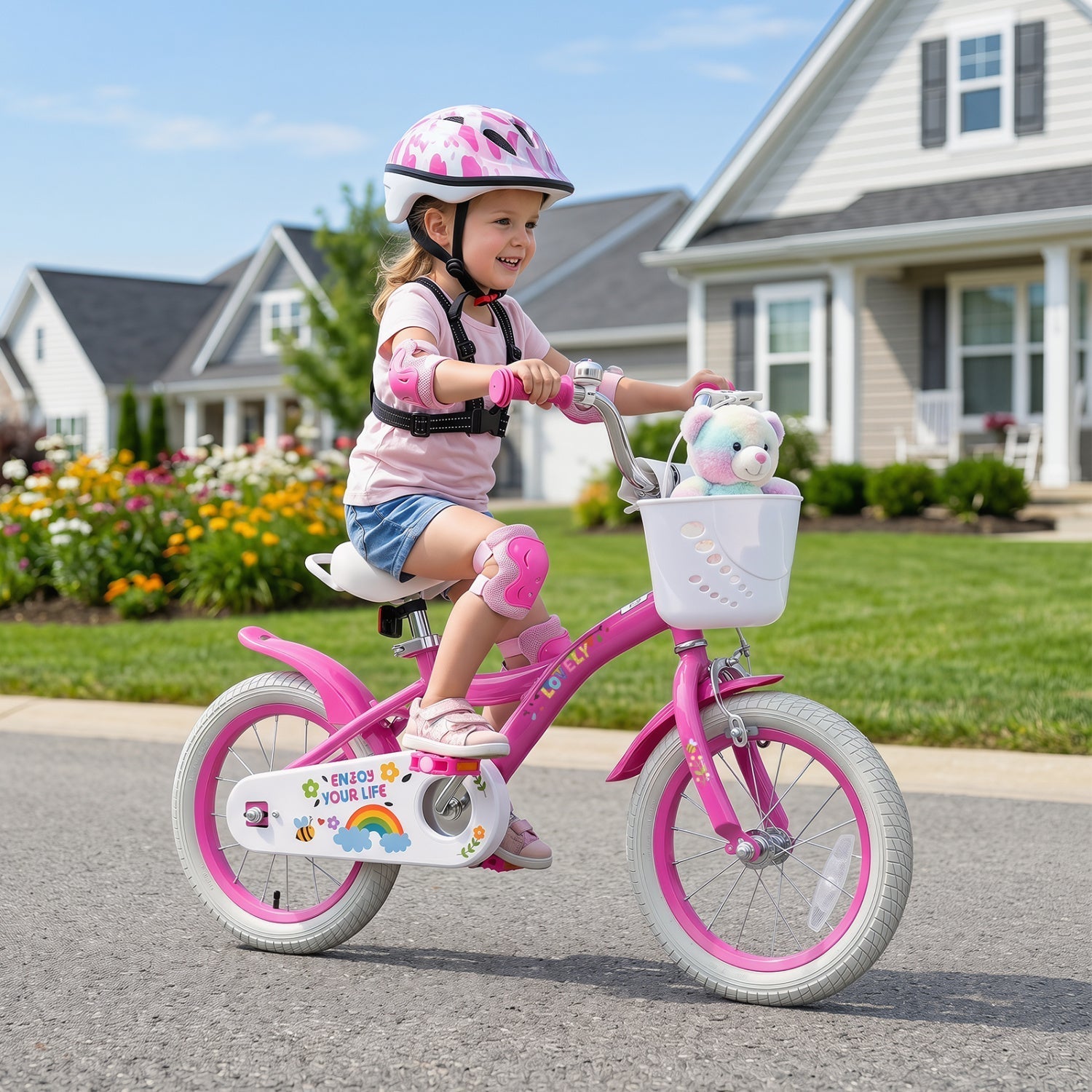 Girls Bike 12-18 Inch with Training Wheels and Basket