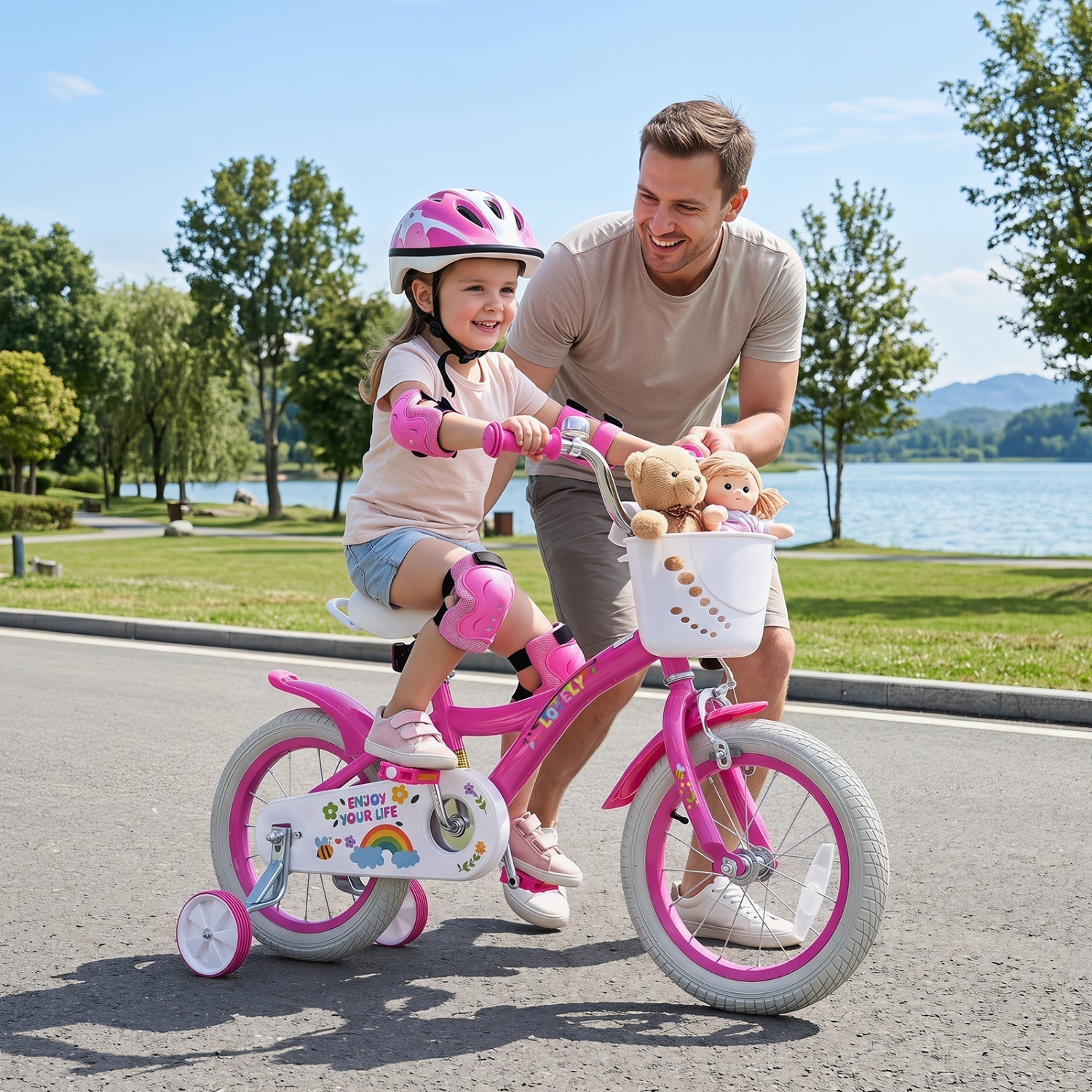 Girls Bike 12-18 Inch with Training Wheels and Basket