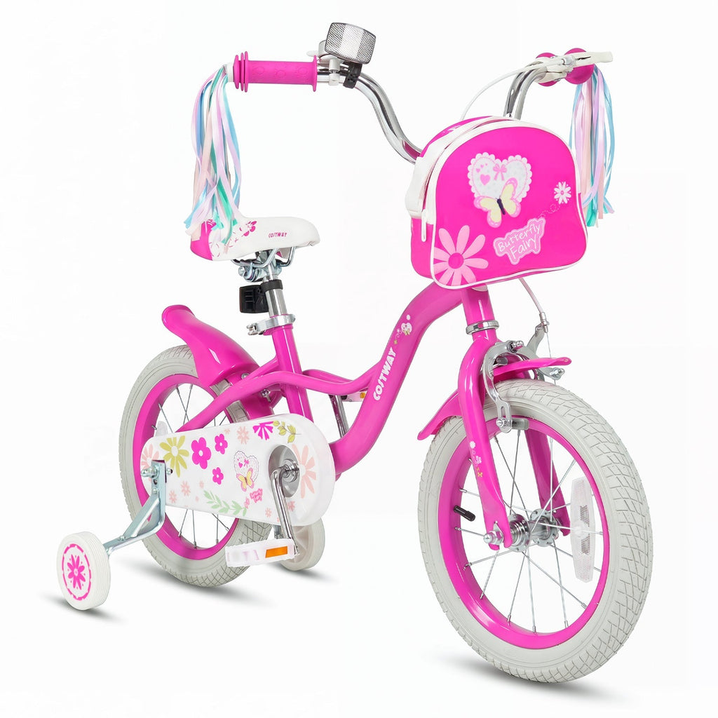 Girls Bike 12-18 Inch with Training Wheels and Front Bag