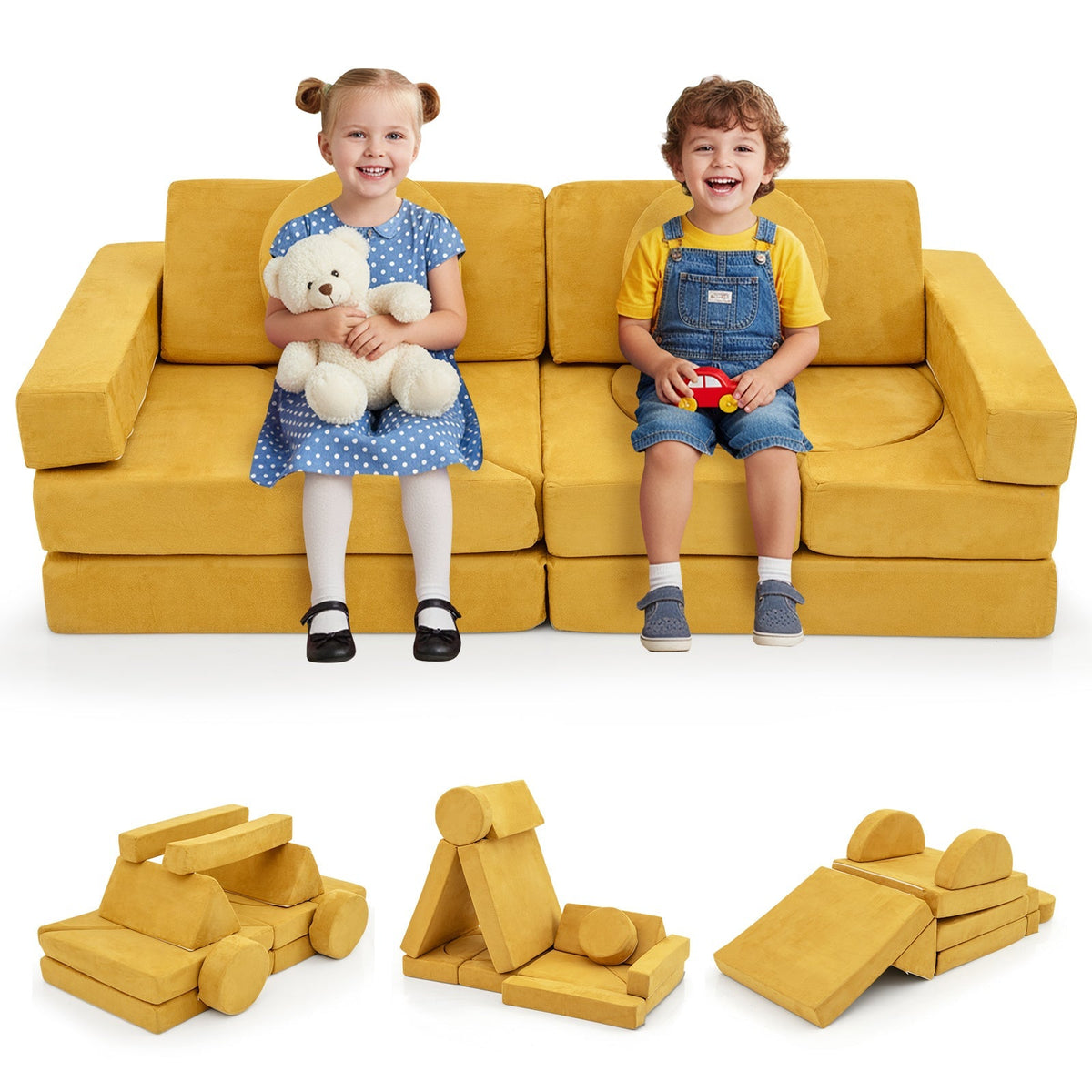 14 PCS Modular Kids Play Couch for Playroom and Bedroom