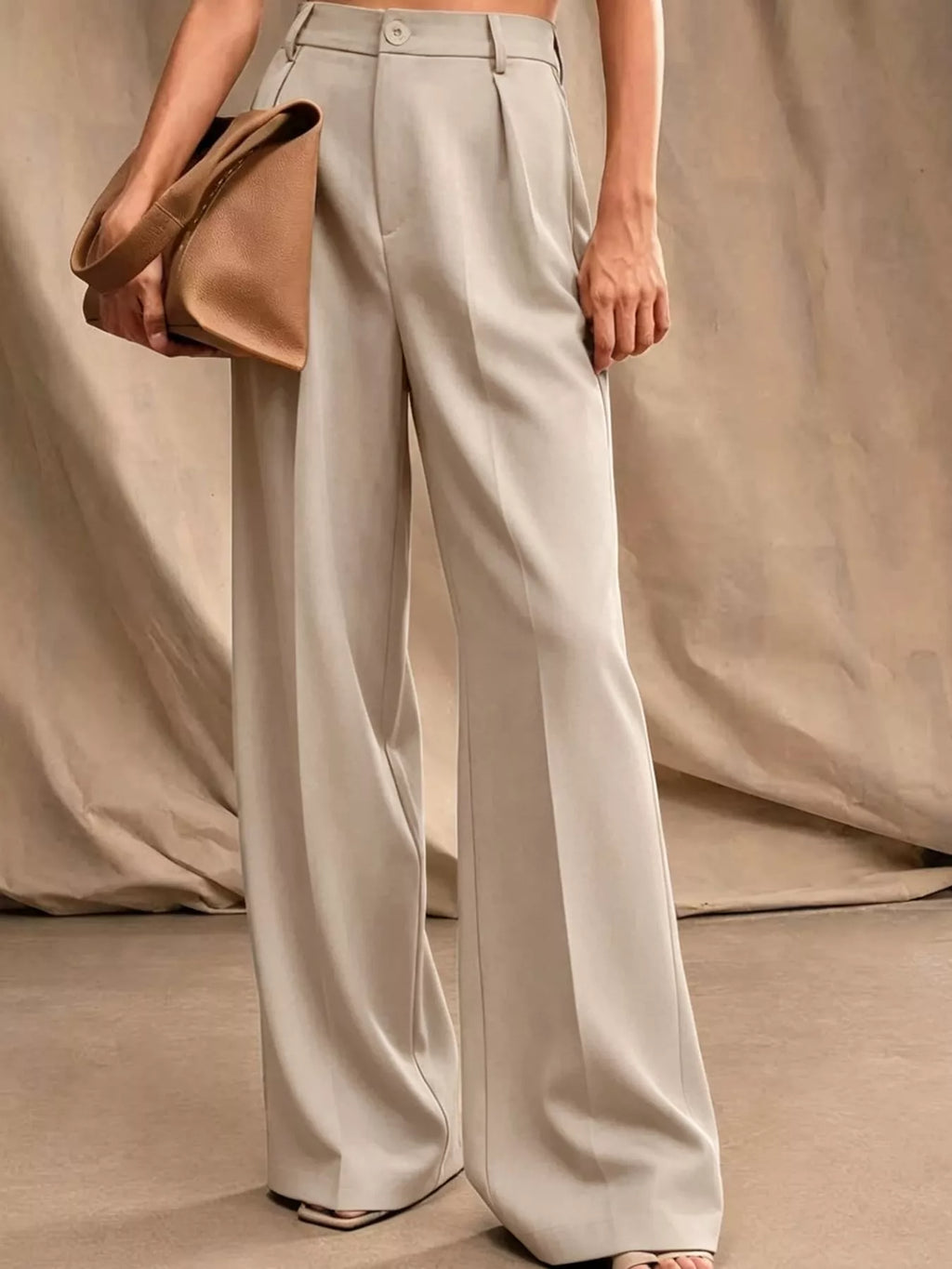 High-Waisted Pleated Wide-Leg Pants