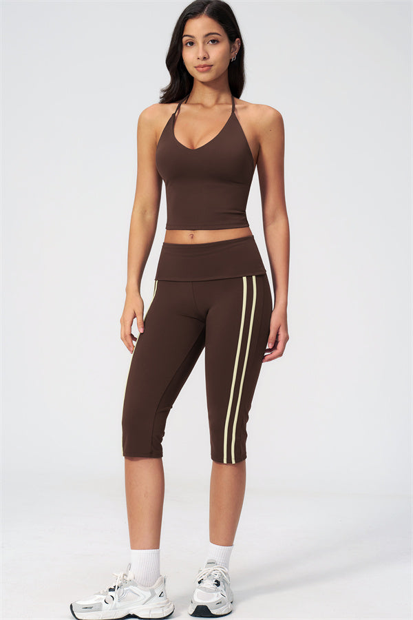 The Evoke Crop Top Capri Leggings 2-Piece Set