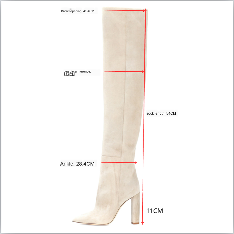 Pointed chunky heel pleated knee high boots See size chart under “more details”