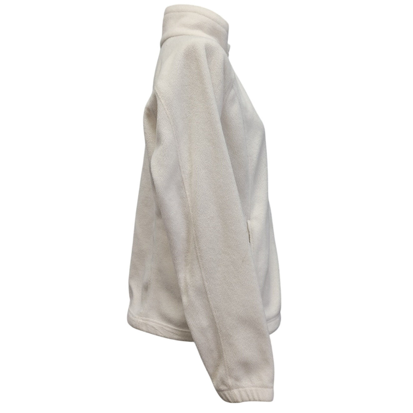 Columbia Womens XL Full Zip Fuzzy White Polyester Fleece Long Sleeve Jacket