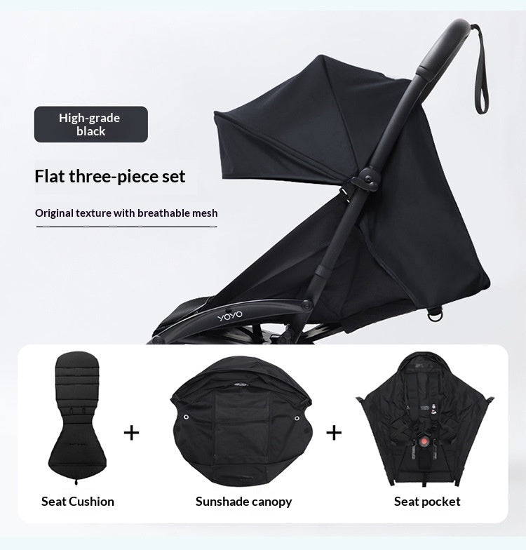 Stroller Flat-recline Three-piece Set Canopy And Seat Pad