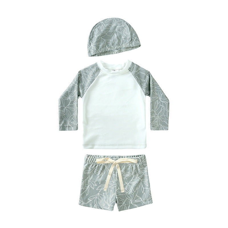 Kids Long-sleeve Sun-protective Two-piece Swimsuit