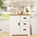 Farmhouse Sideboard Buffet Cabinet Kitchen Pantry with Sliding Doors-White