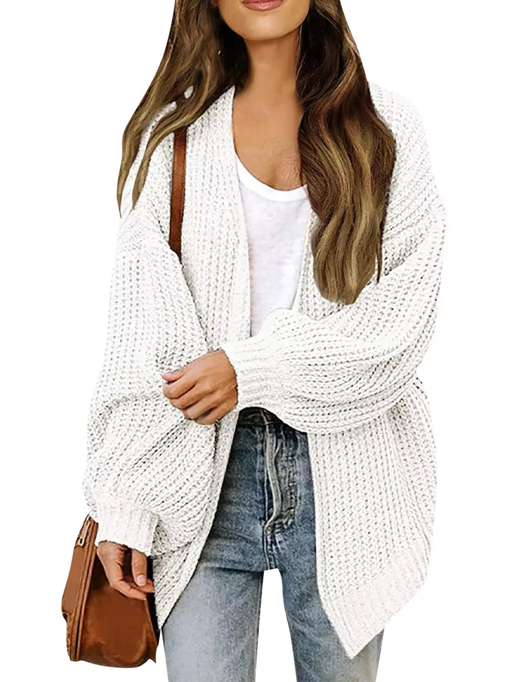 Open-Front Chunky Knit Cardigan