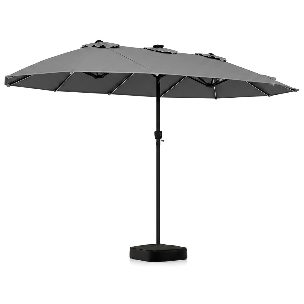 15.5 ft Patio Umbrella with Solar LED Lights and Base