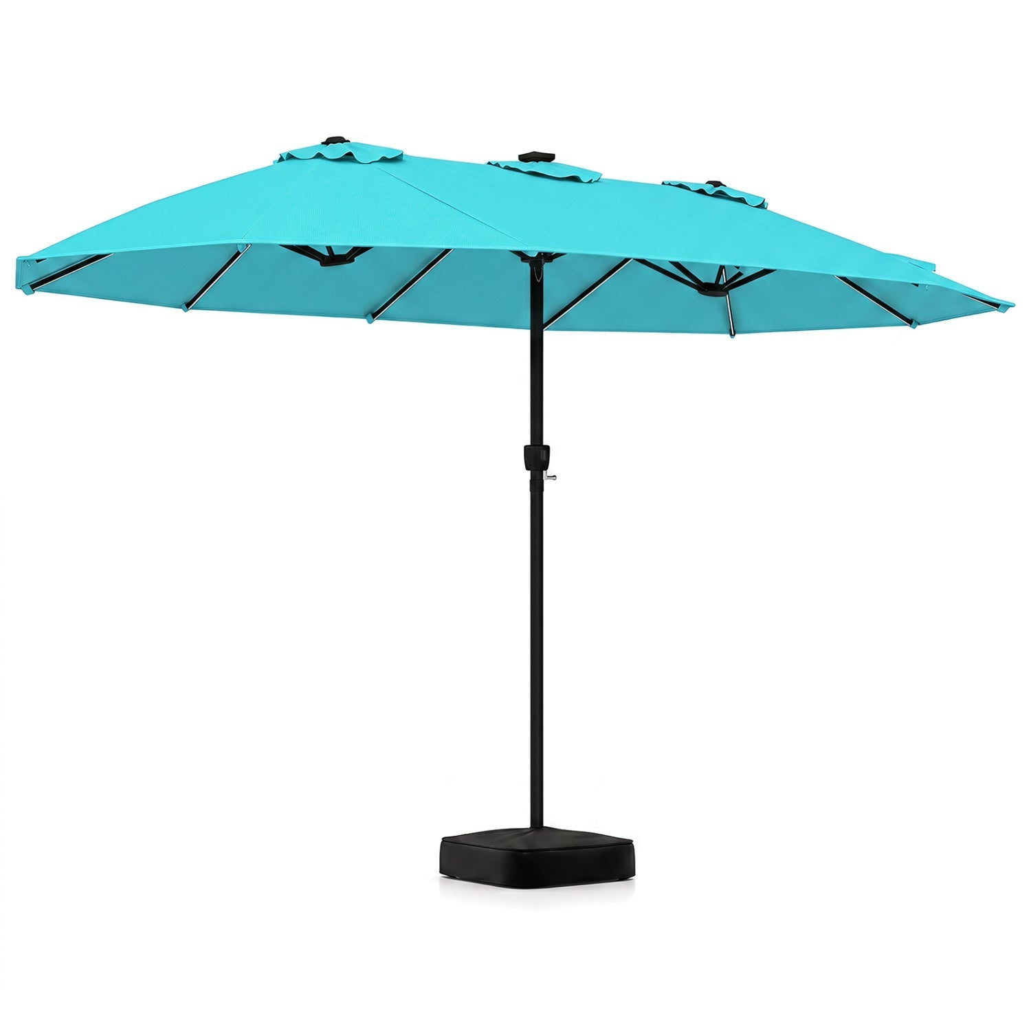 15.5 ft Patio Umbrella with Solar LED Lights and Base