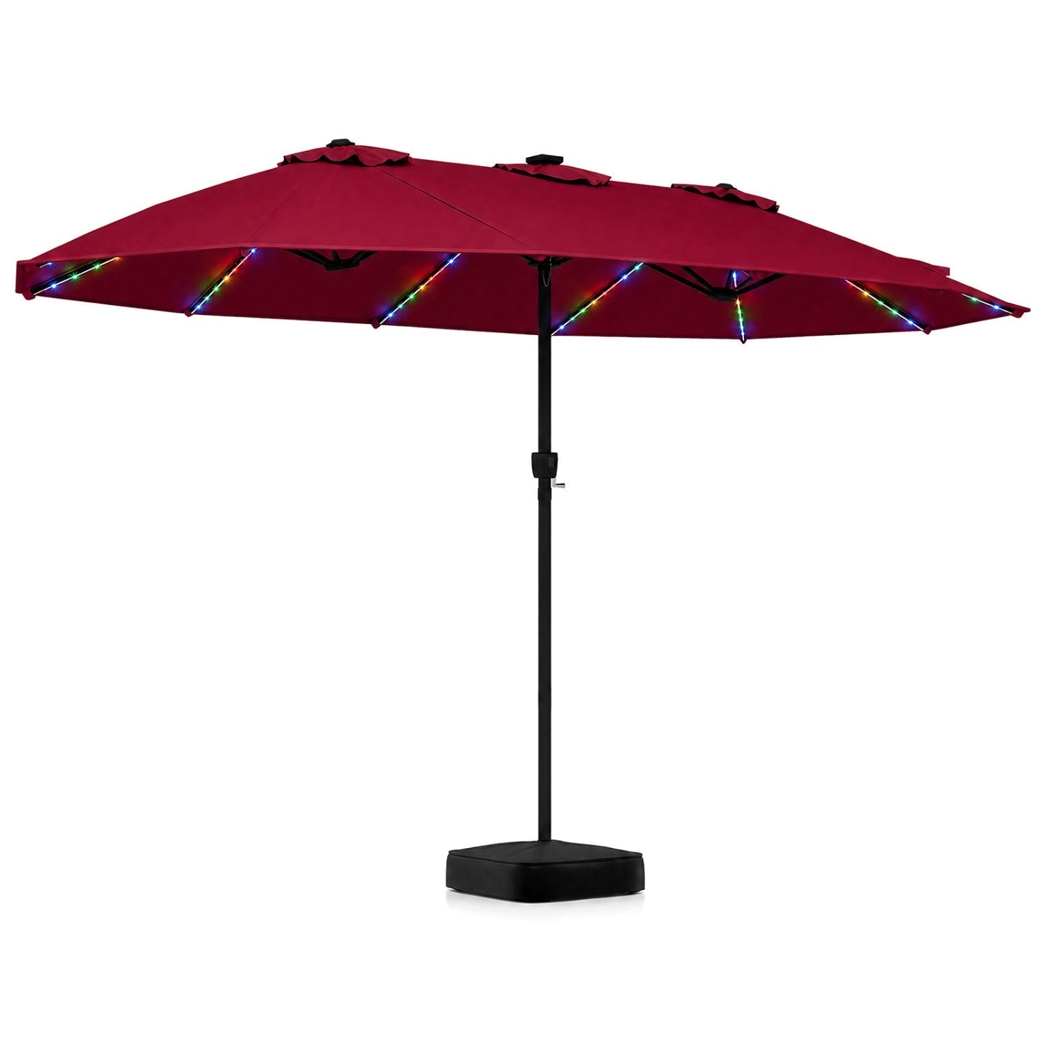 15.5 ft Patio Umbrella with Solar LED Lights and Base