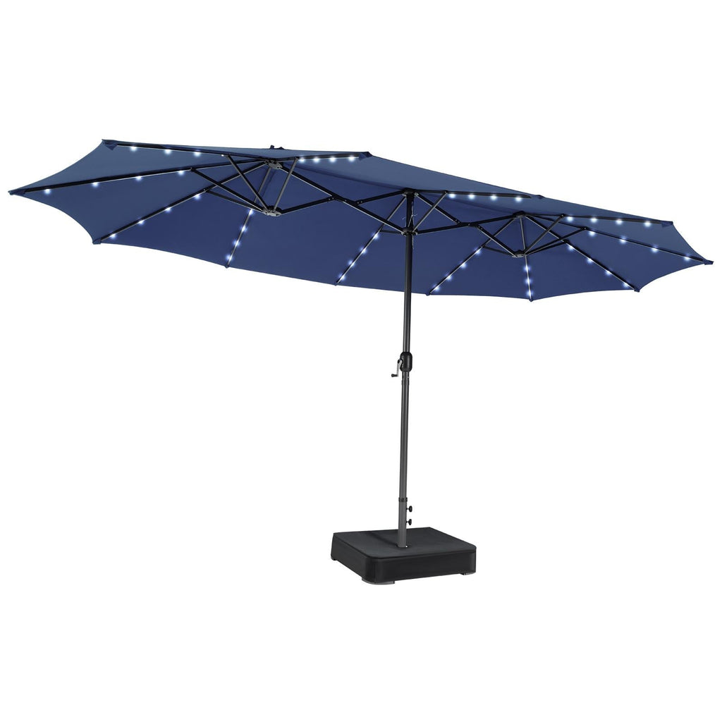 15 Feet Double-Sided Patio Umbrella with 48 LED Lights