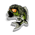 Bass Mullet Hard Hat Decal