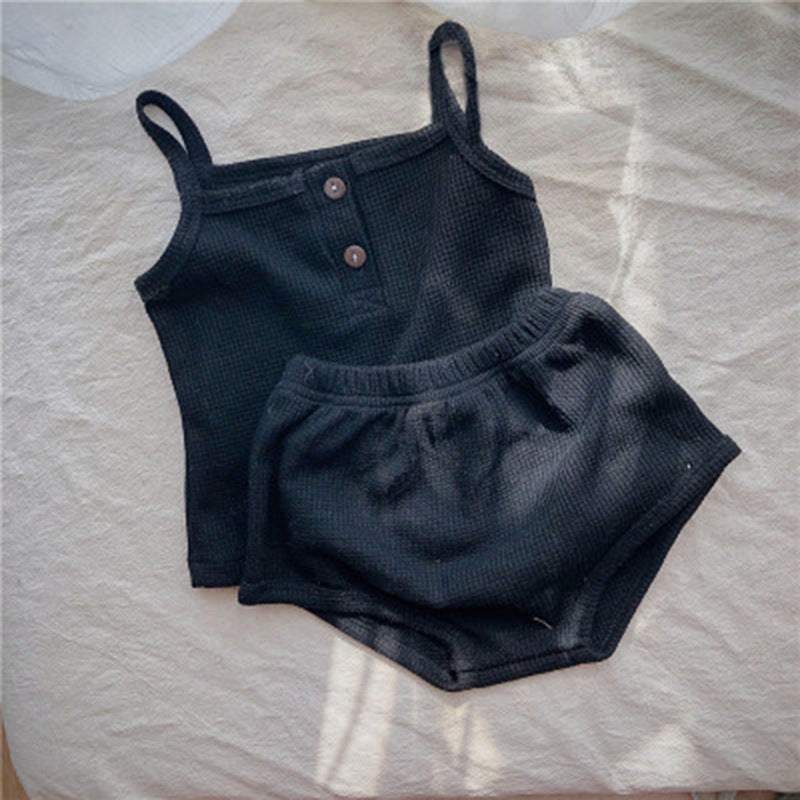 Baby Korean Summer Camisole Triangle Shorts Men And Women Baby Two-Piece Suit Ins