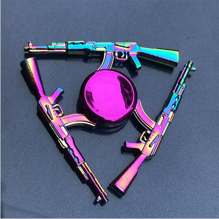 Rainbow Fidget Spinner Edc Hand Toy Metal Adhd Finger Tri Focus Brass New Kids