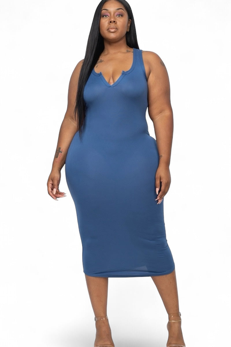 Curvy Split Neck Tank Dress  {BD2173X}
