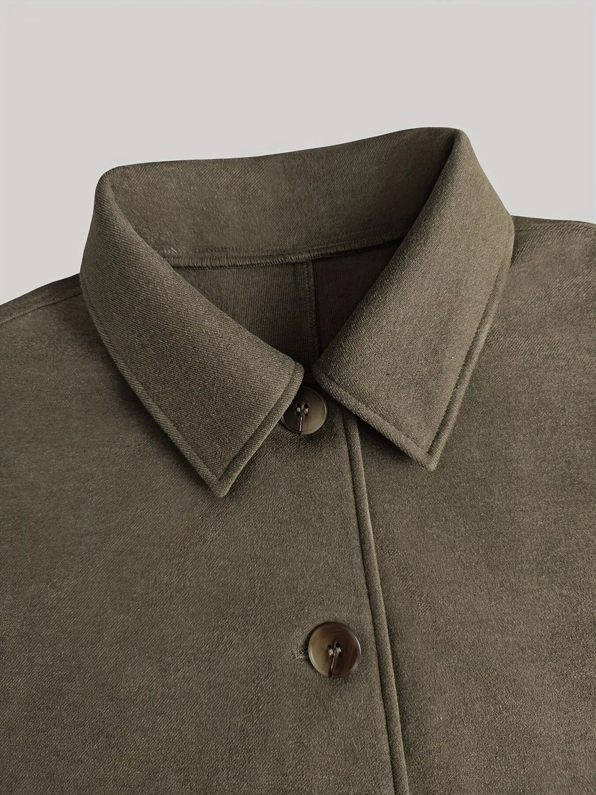 Button Up Dropped Shoulder Cropped Outerwear
