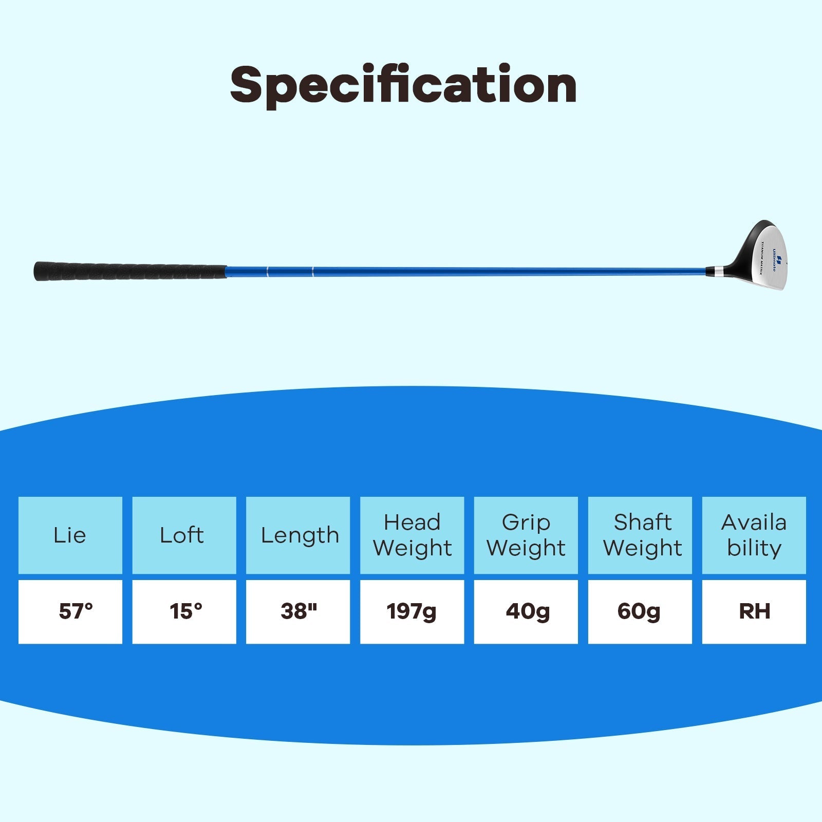 38 Inch 165CC Junior #3 Fairway Wood Golf Club with Fiberglass Shaft for Kids Ages 11-14