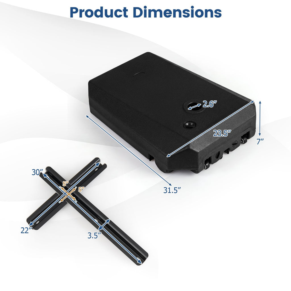 165 LBS Cantilever Umbrella Base with Wheels and Cross Base