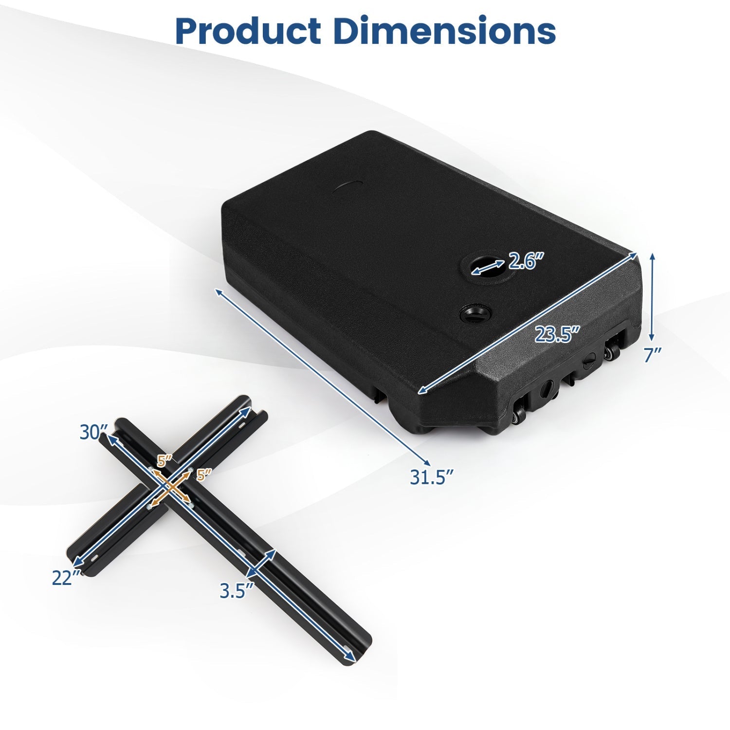 165 LBS Cantilever Umbrella Base with Wheels and Cross Base