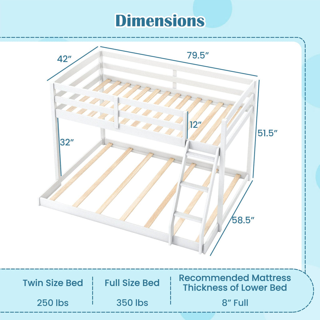 Twin Over Full Bunk Bed Low Floor Bunk Bed Frame