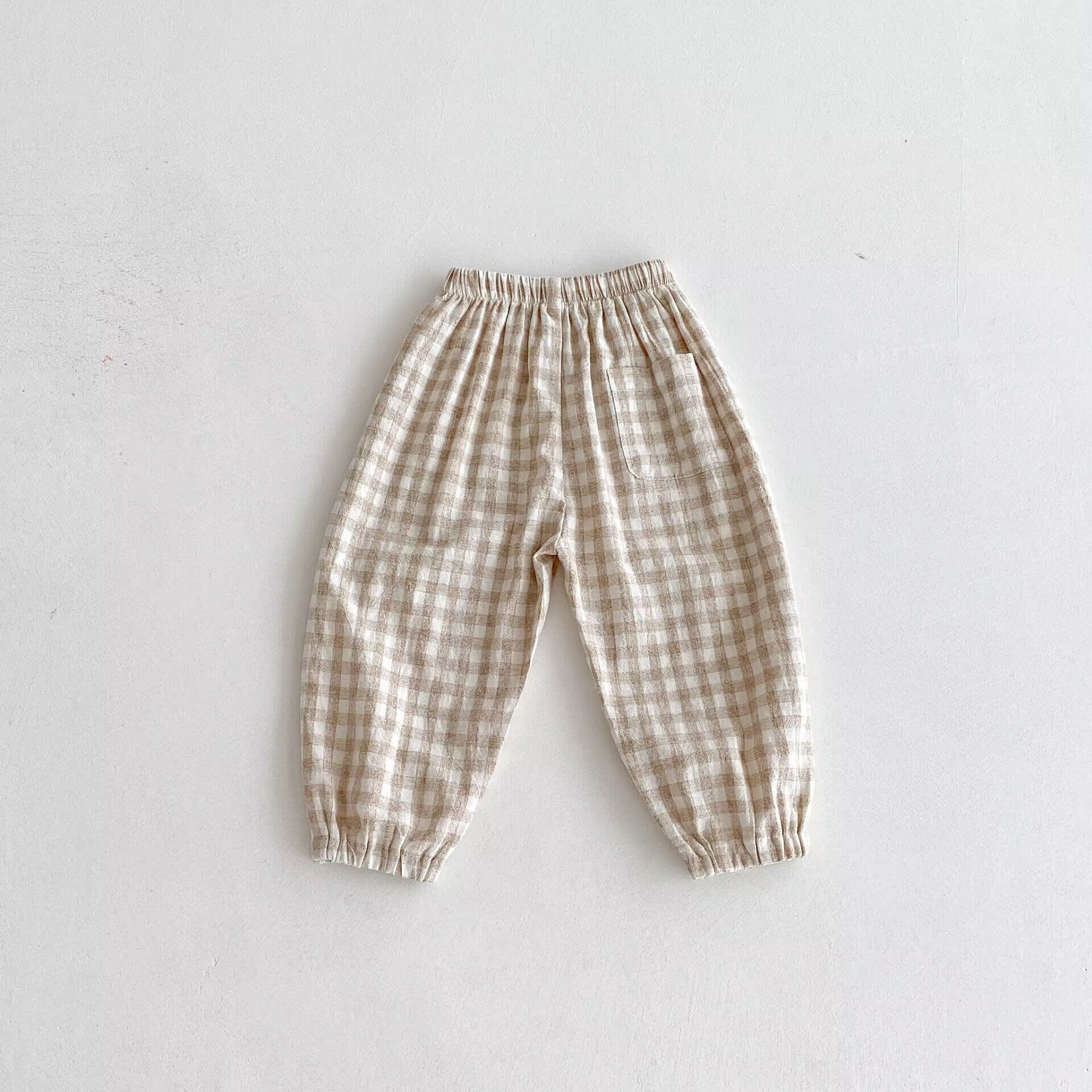 Ins Summer Children's Plaid Trousers Thin Linen Style
