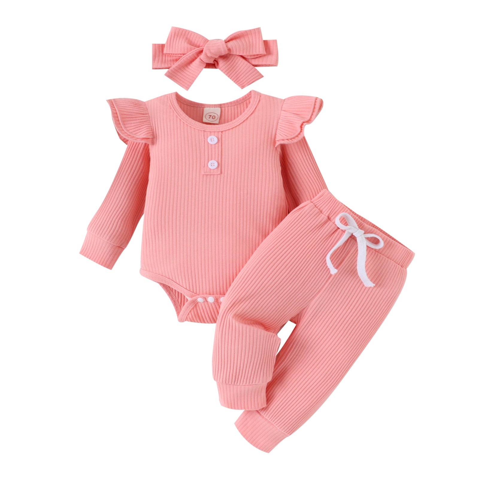 Casual Ribbed Long-sleeve Romper With Cap Sleeves