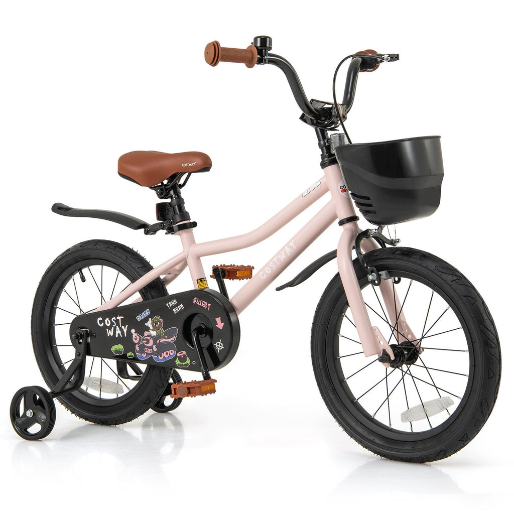 14 Inches Kids Bike with Basket and Adjustable Handlebar for 3-5 Years Old