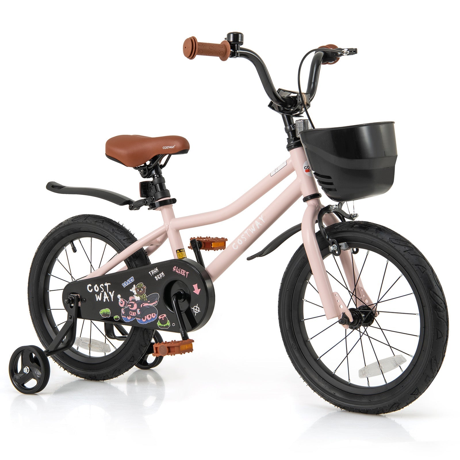 14 Inches Kids Bike with Basket and Adjustable Handlebar for 3-5 Years Old