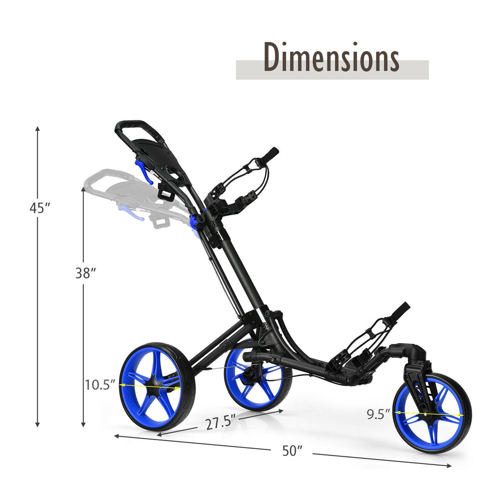 Folding Golf Push Cart with Scoreboard Adjustable Handle Swivel Wheel