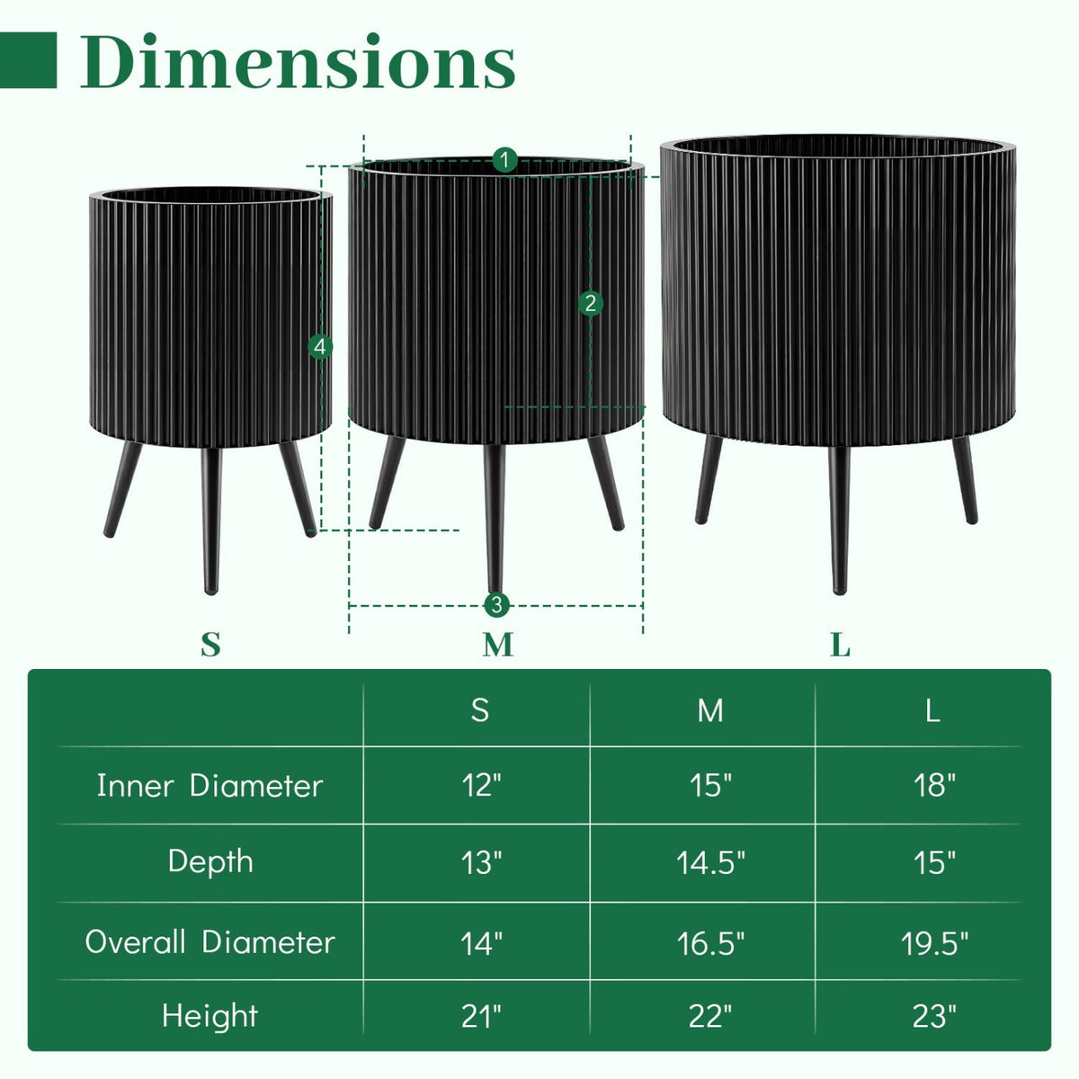 20-Inch Raised Metal Planter with Stand and Drainage Holes