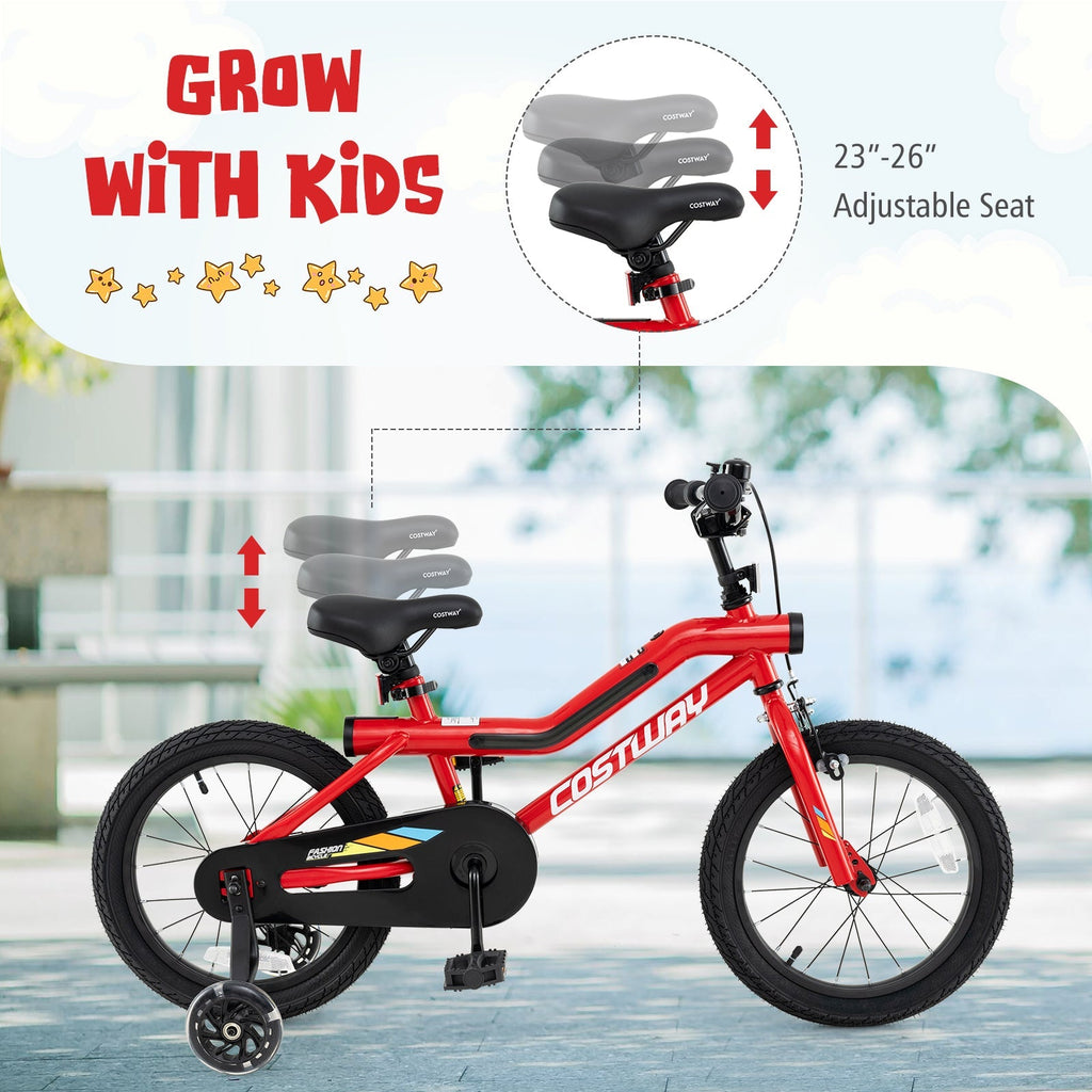18 Inch Kids Bike with LED Lights Adjustable Carbon Steel Bicycle for 4-8 Years Old-18 inches