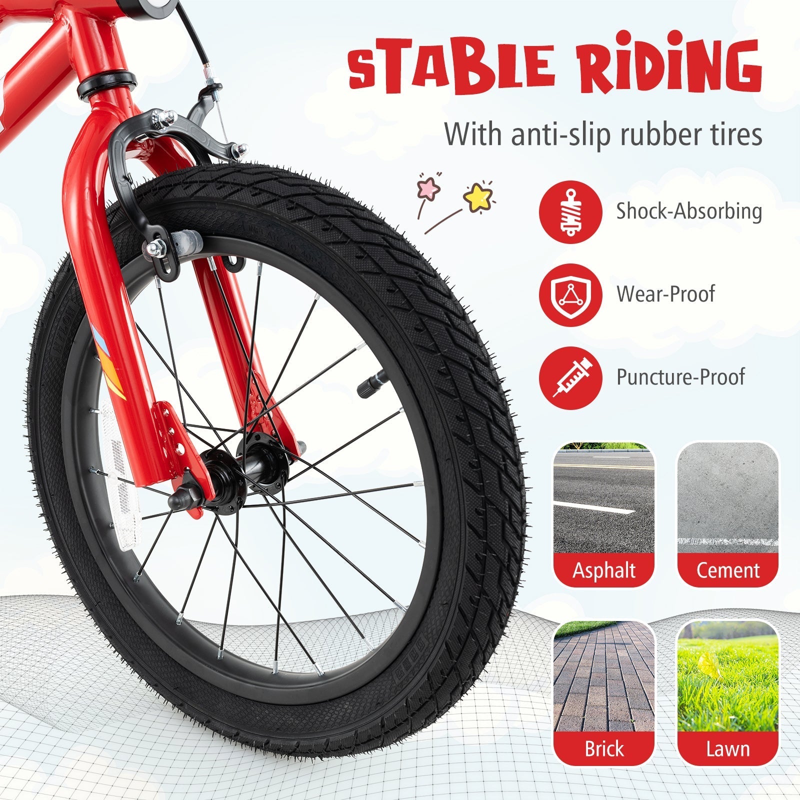 18 Inch Kids Bike with LED Lights Adjustable Carbon Steel Bicycle for 4-8 Years Old-18 inches
