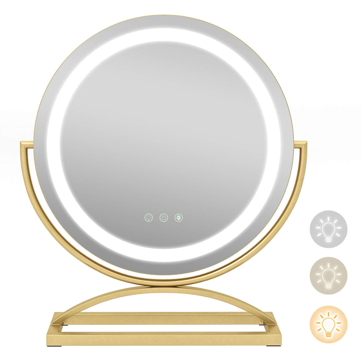 16 Inch Round Makeup Vanity Mirror with 3 Color Dimmable LED Lighting