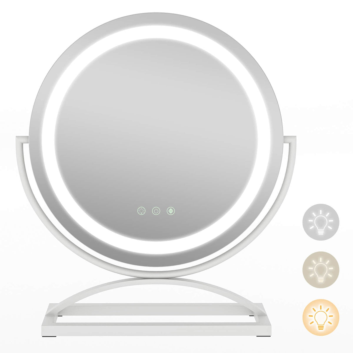 16 Inch Round Makeup Vanity Mirror with 3 Color Dimmable LED Lighting