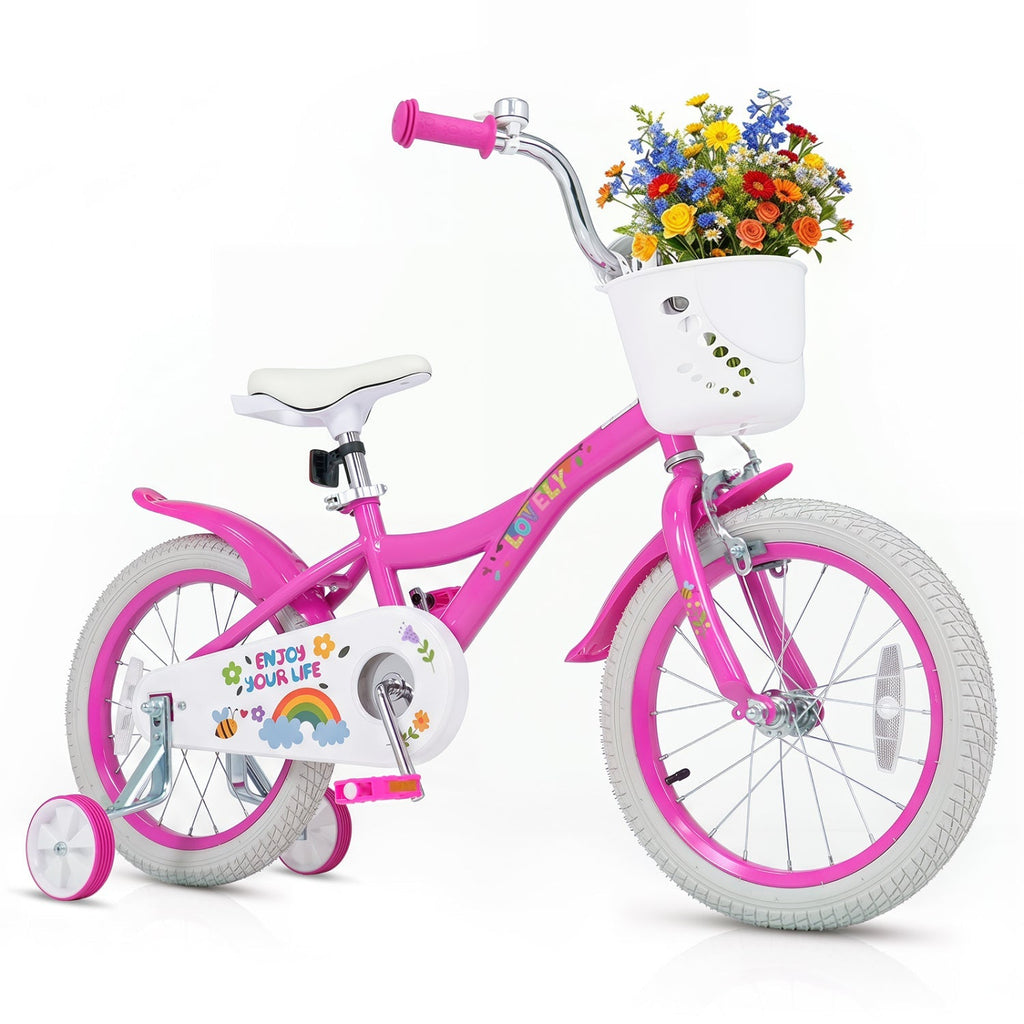 Girls Bike 12-18 Inch with Training Wheels and Basket