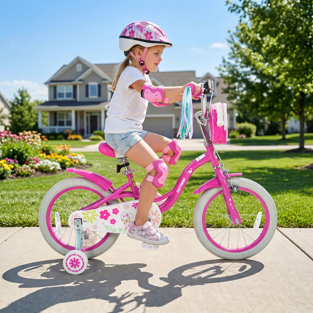 Girls Bike 12-18 Inch with Training Wheels and Front Bag