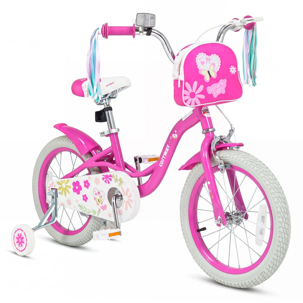 Girls Bike 12-18 Inch with Training Wheels and Front Bag