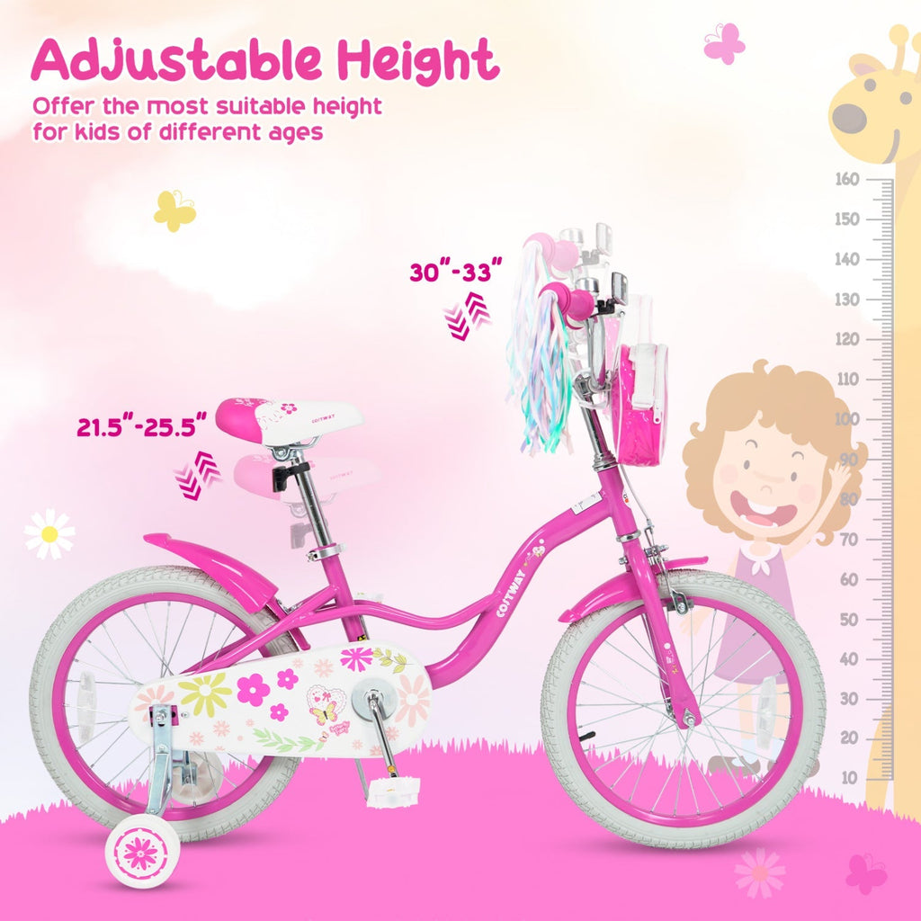Girls Bike 12-18 Inch with Training Wheels and Front Bag