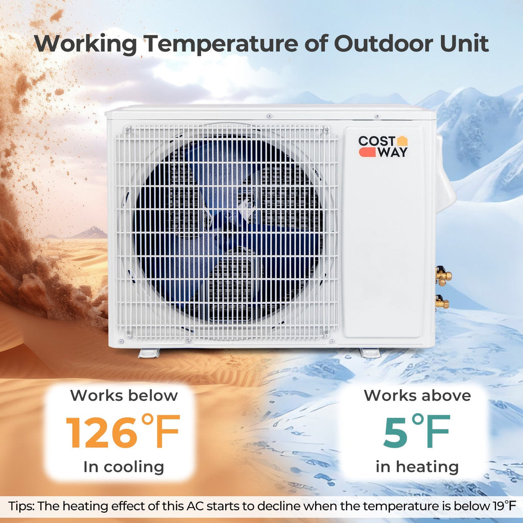 Energy Star Certified 18000 BTU 21 SEER2 208-230V Mini Split Air Conditioner and Heater Black Wifi Enabled