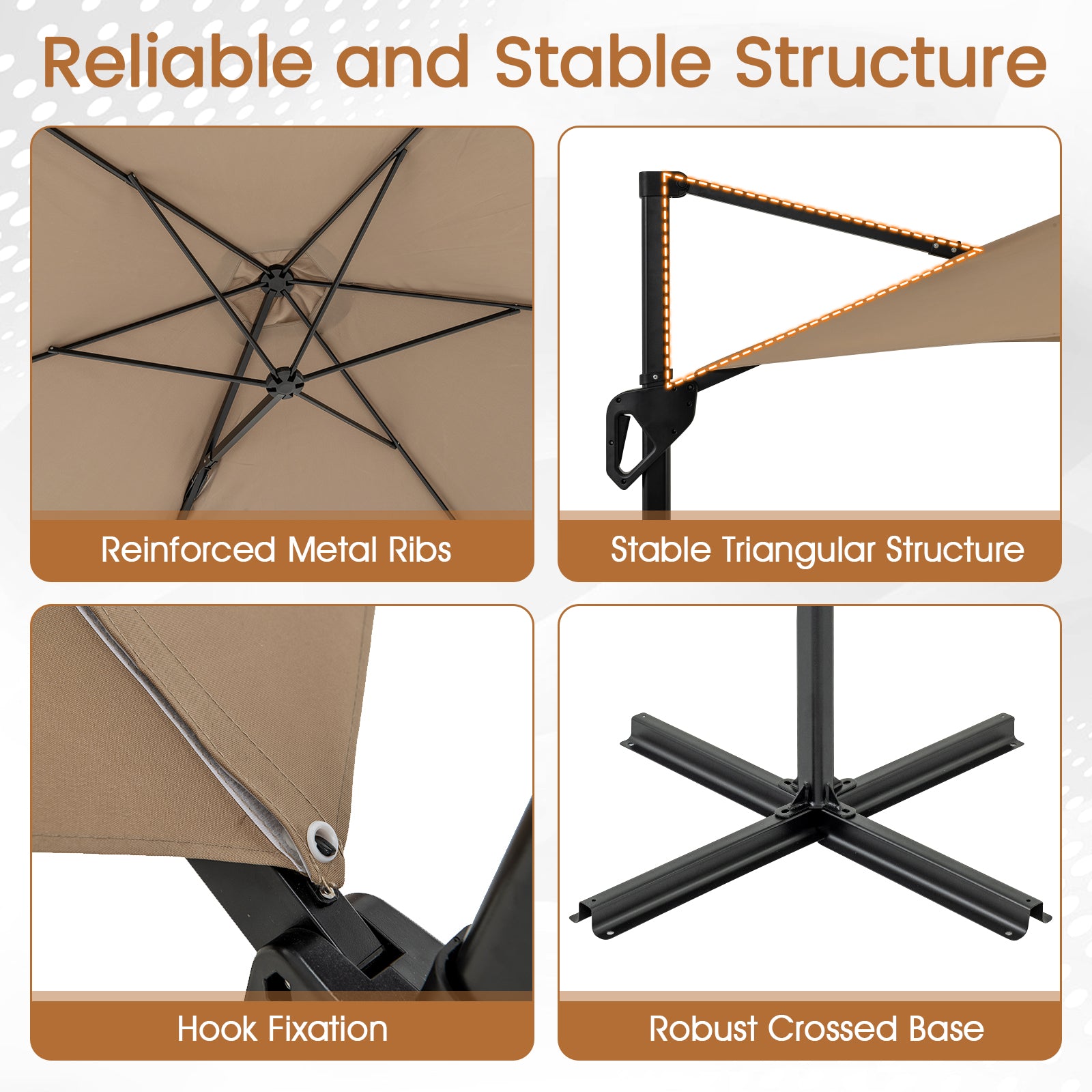 9 FT Cantilever Patio Umbrella with Vented Top and Sun-Protective Canopy