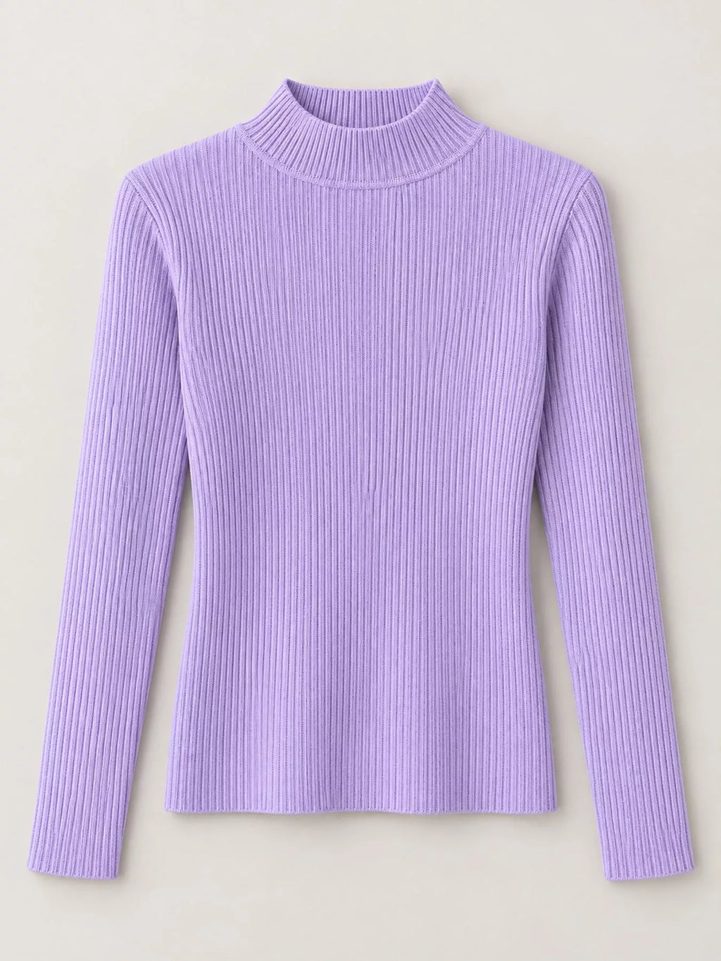 Elegant Slim-Fit Ribbed Mock Neck Knit Top