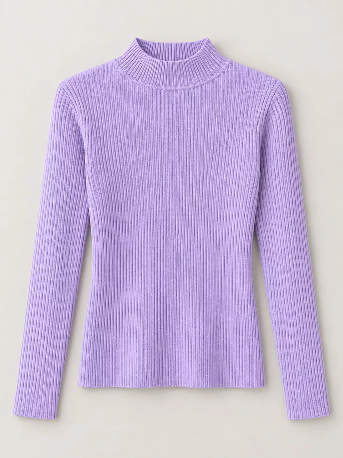 Elegant Slim-Fit Ribbed Mock Neck Knit Top
