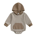 Childrens Solid-color Striped Long-sleeve Romper