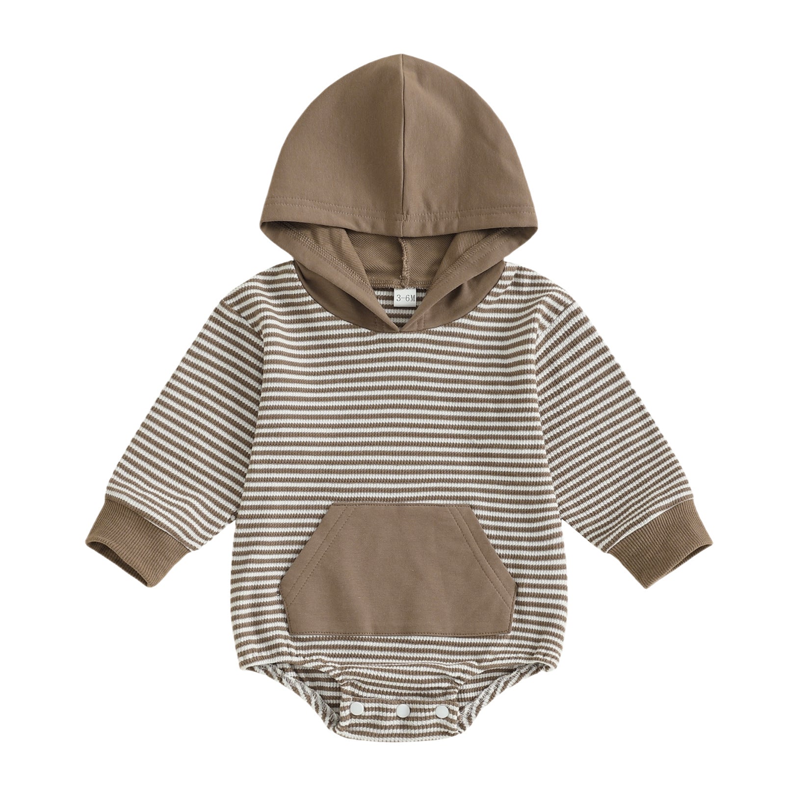 Childrens Solid-color Striped Long-sleeve Romper