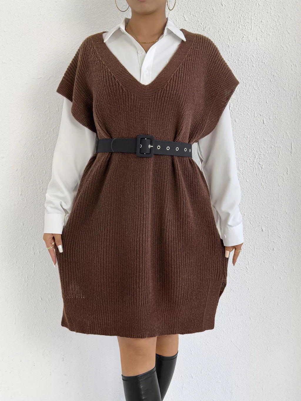 Oversized V-Neck Sweater Vest