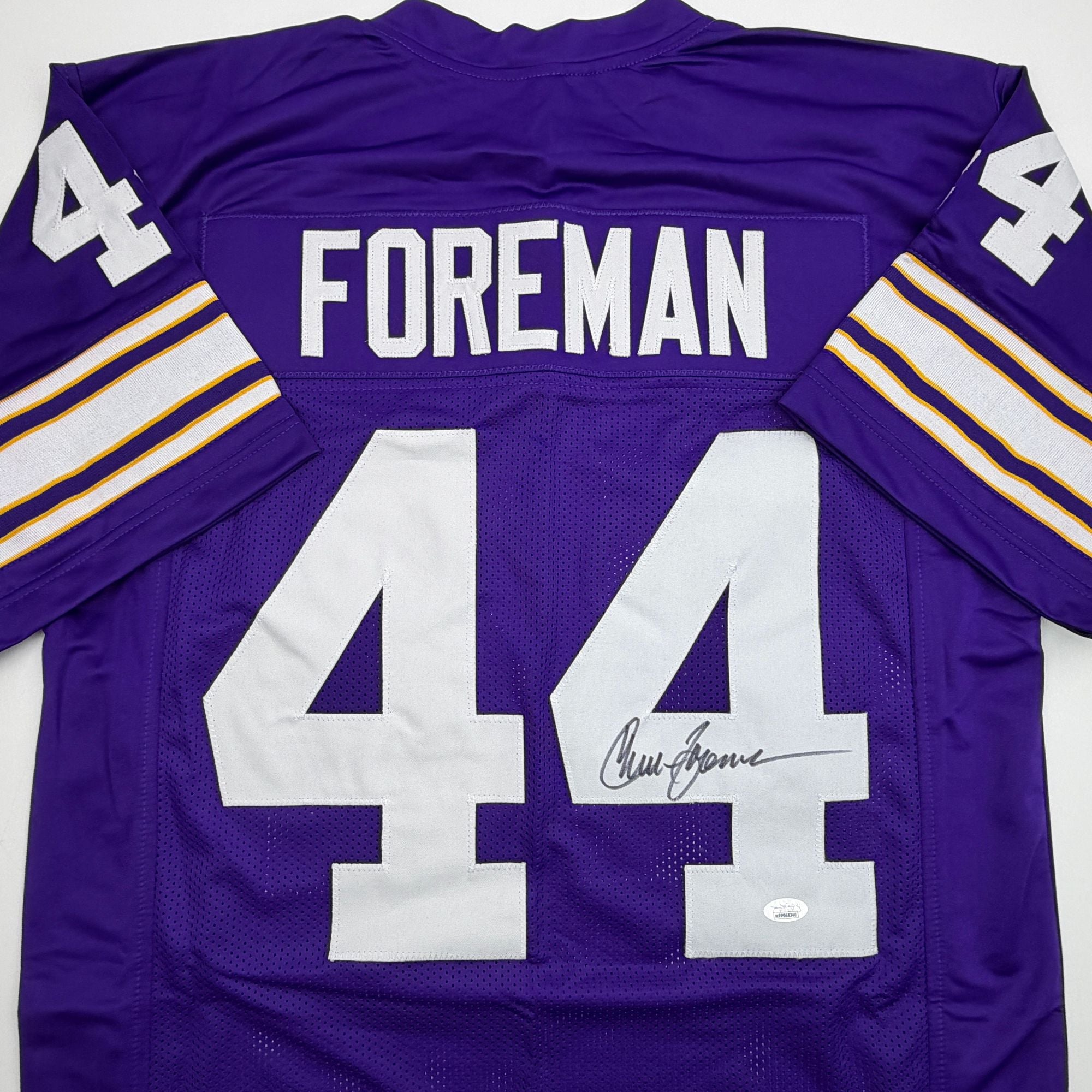 Autographed/Signed Chuck Foreman Minnesota Purple Football Jersey JSA COA