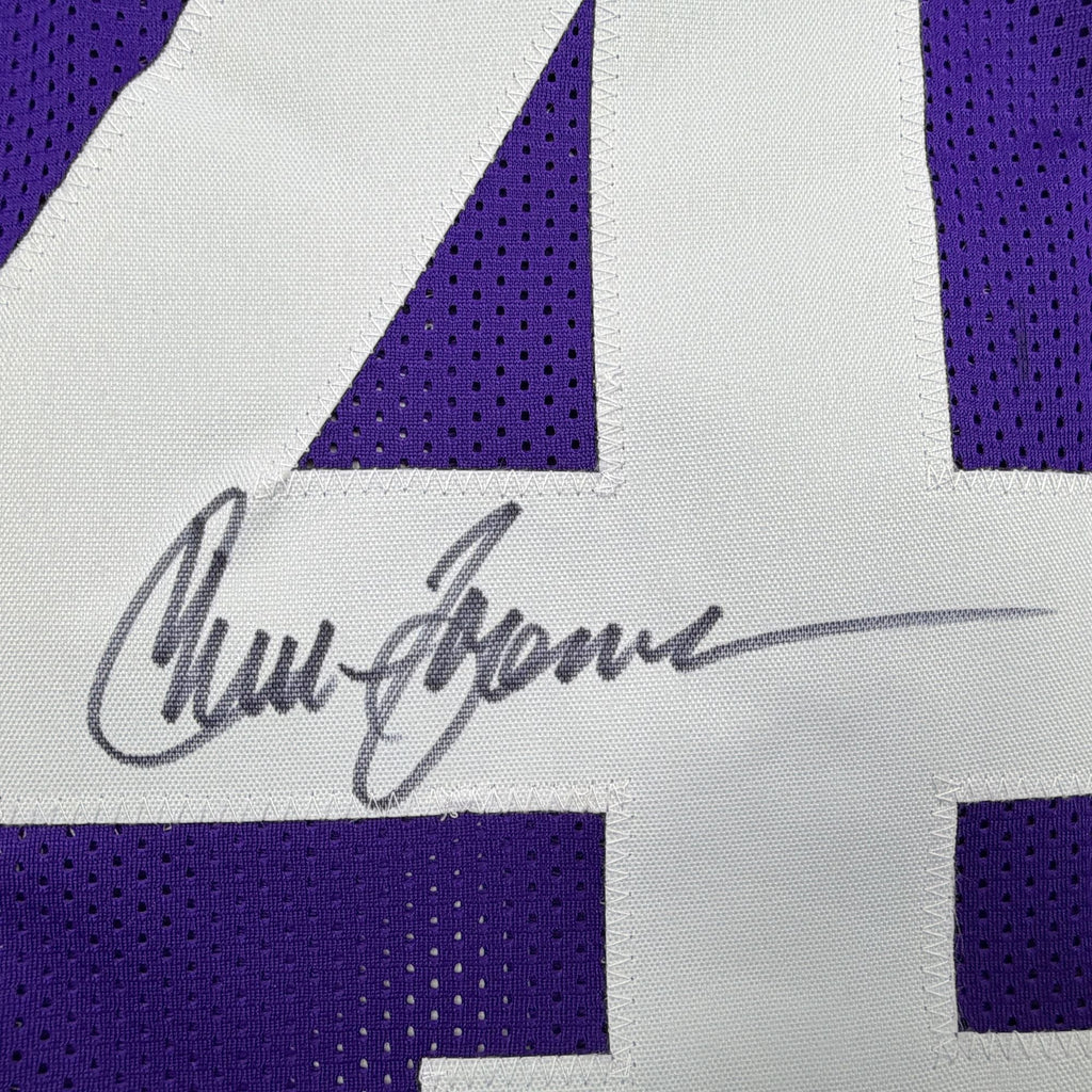 Autographed/Signed Chuck Foreman Minnesota Purple Football Jersey JSA COA